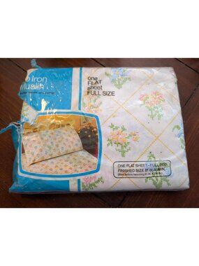 No-Iron Full-Size Flat Sheet With Floral Print 50% Cotton 50% Polyester 130 Thre